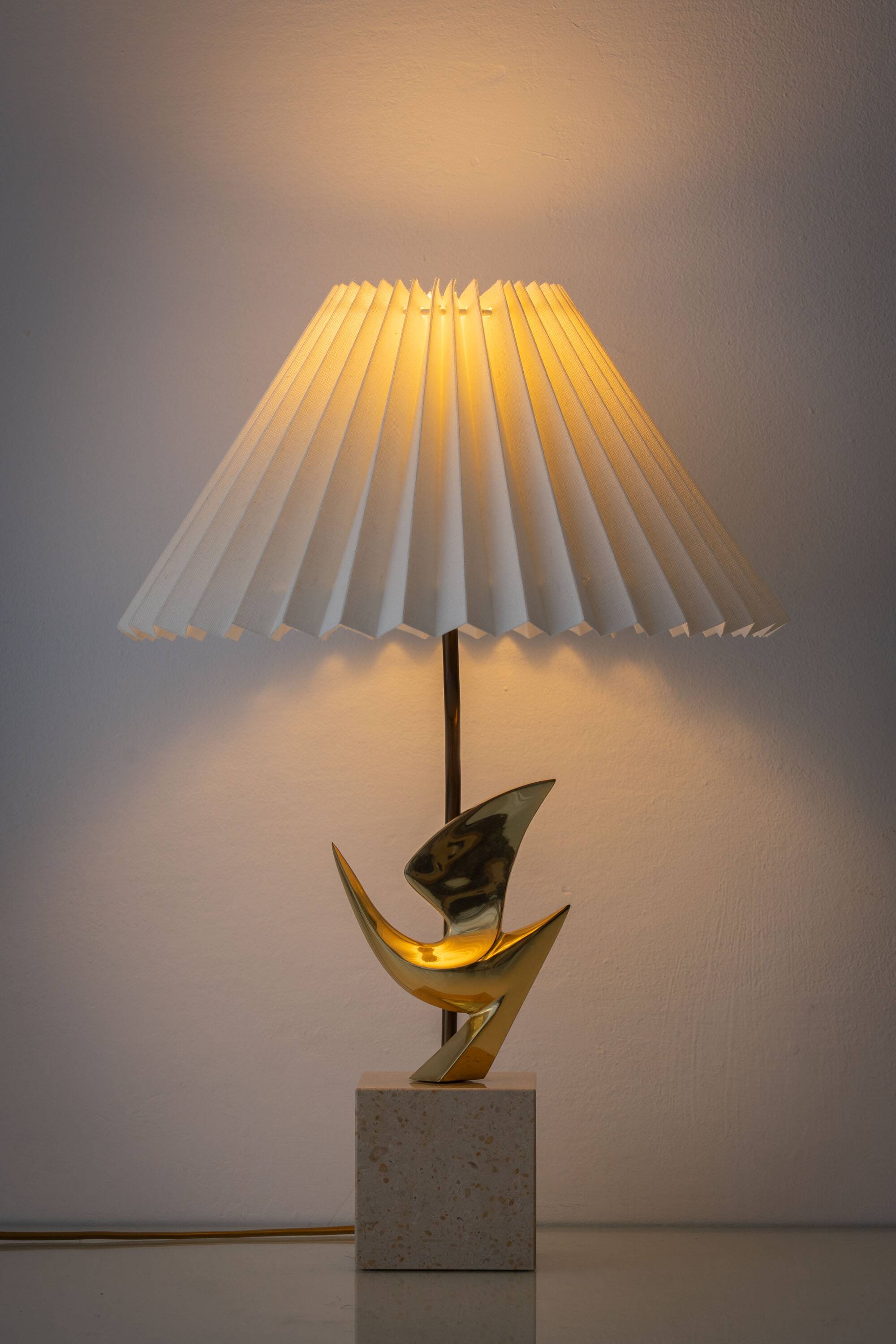 Pair of Philippe Jean Sculptural Brass Bird Table Lamps, Signed Limited Editions