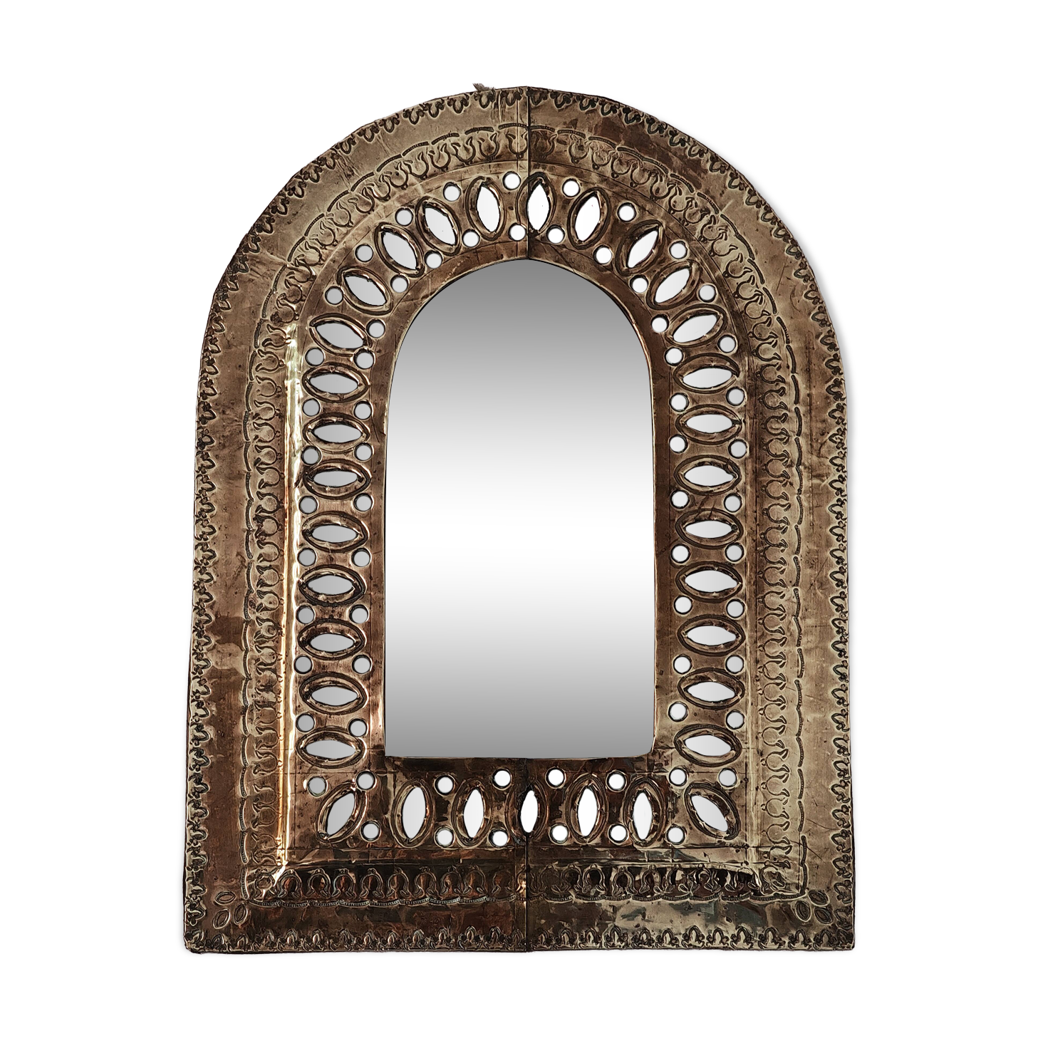 Petit miroir en métal doré de style oriental