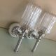 Pair of torch  in glass and chrome metal / vintage 70s wall light