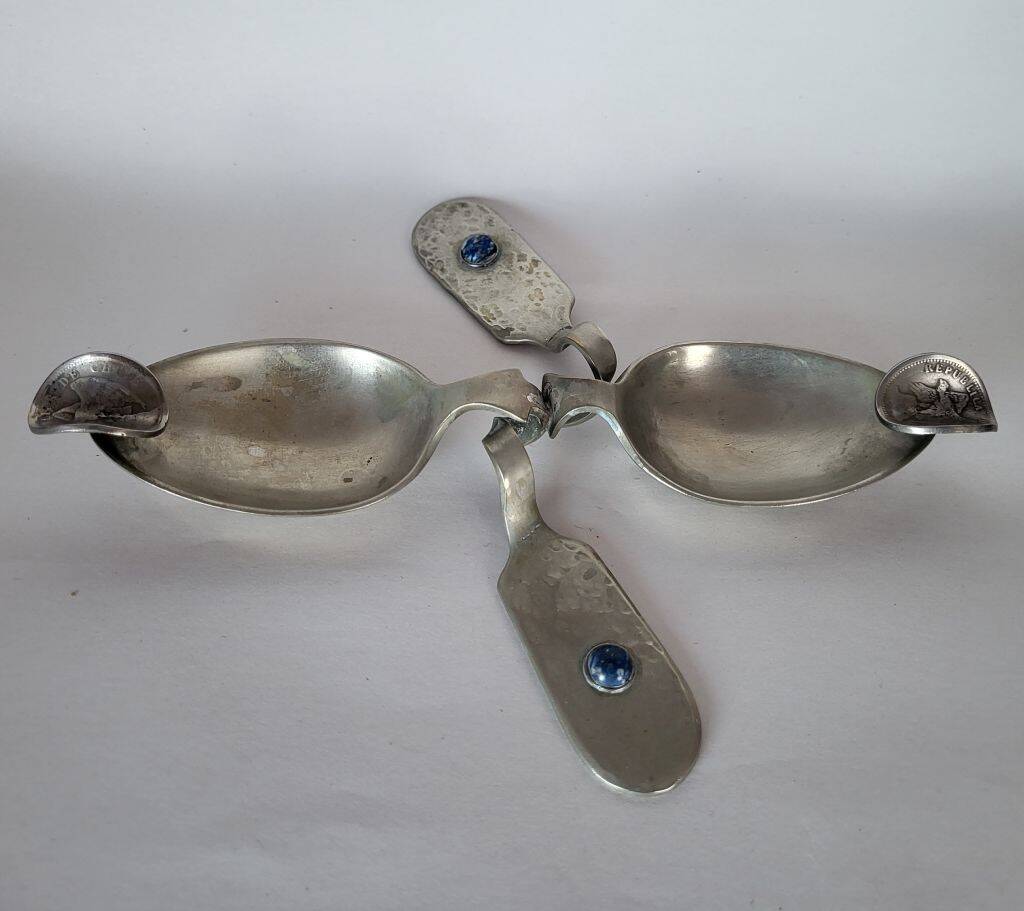 Unique Art & Crafts Ashtray Silver Plated Spoons