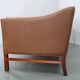 1970s Danish 3-seater brown leather sofa with beech frame