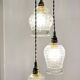 Vintage triple tulip pendant light in molded glass