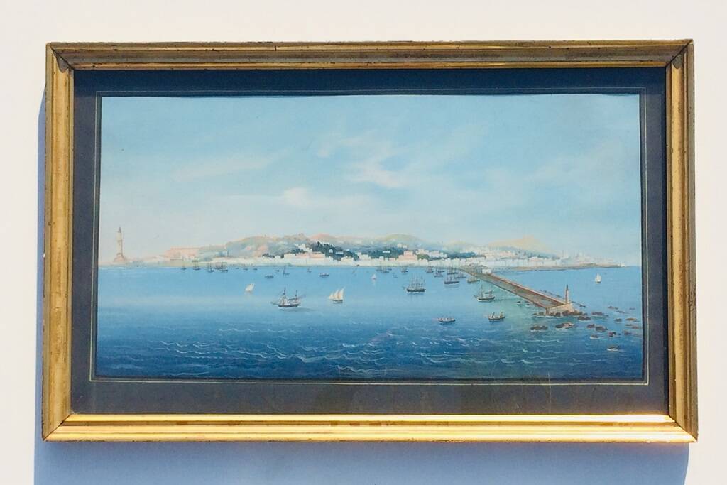 Large Neapolitan gouache: View of Naples. 19th century. Giuseppe Scoppa (attributed)