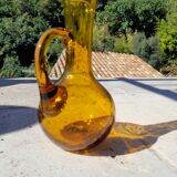 Amber blown glass pitcher