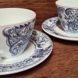 Pair of Rivanel cups in old opaline glass, vintage decor