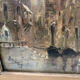 Oil on canvas "View of the city on the canal" by Franck BOGGS 19th century