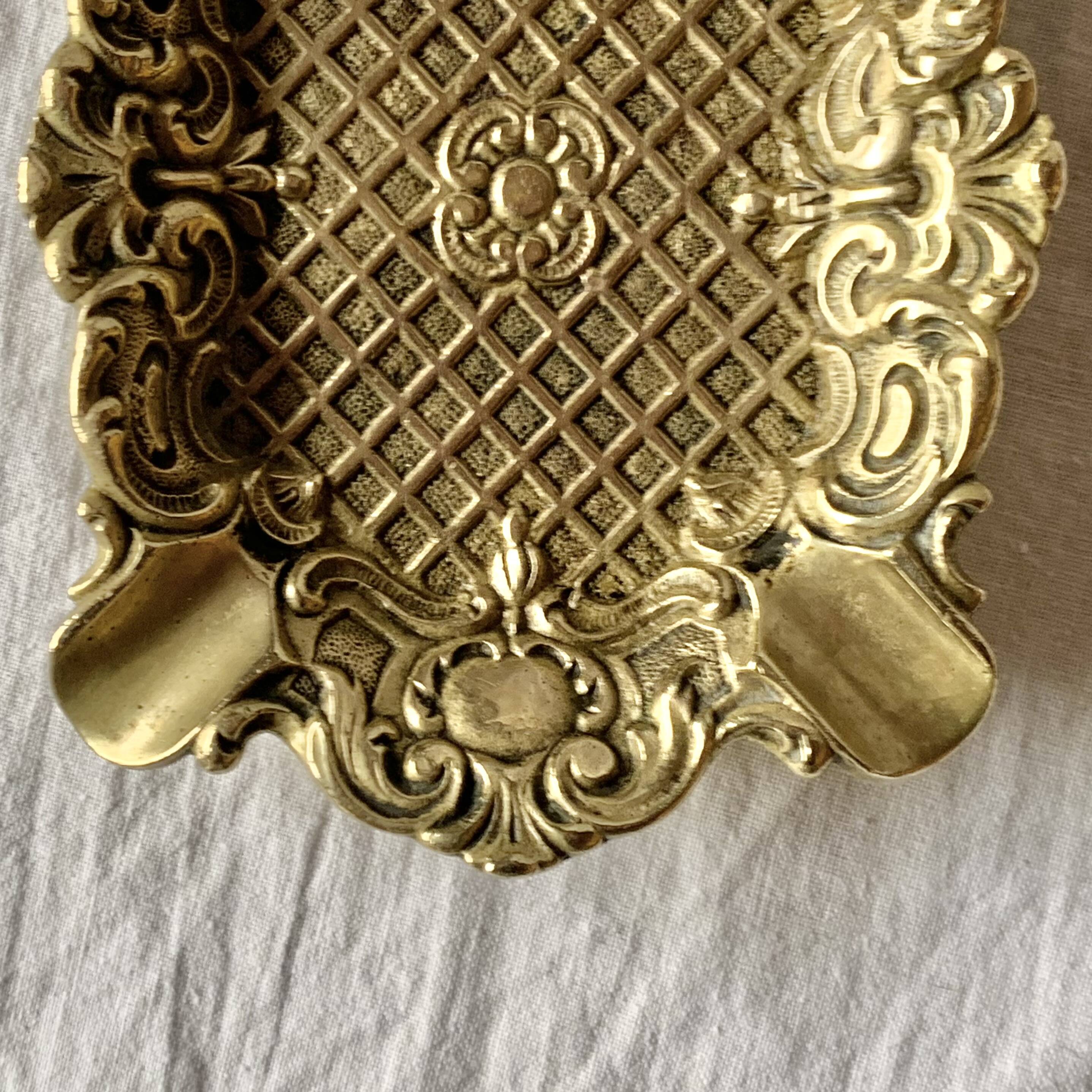 Neo-Baroque brass ashtray stamped DL number 6 registered