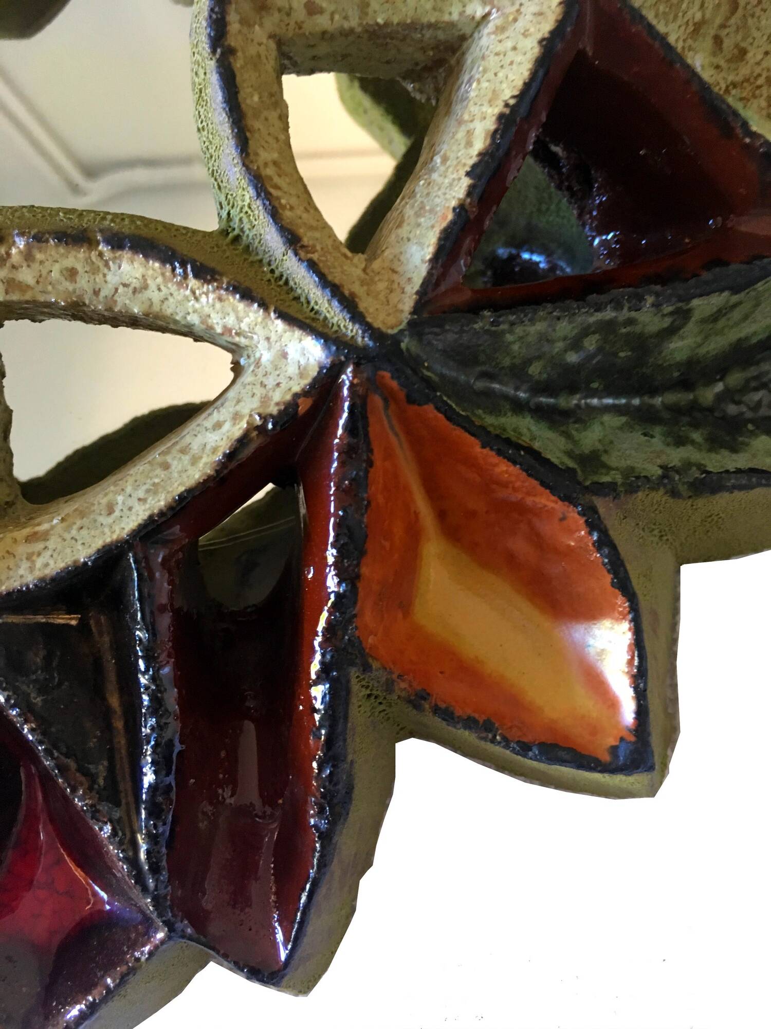 Ceramic mirror by Roland Zobel Atelier Les Cyclades Anduze