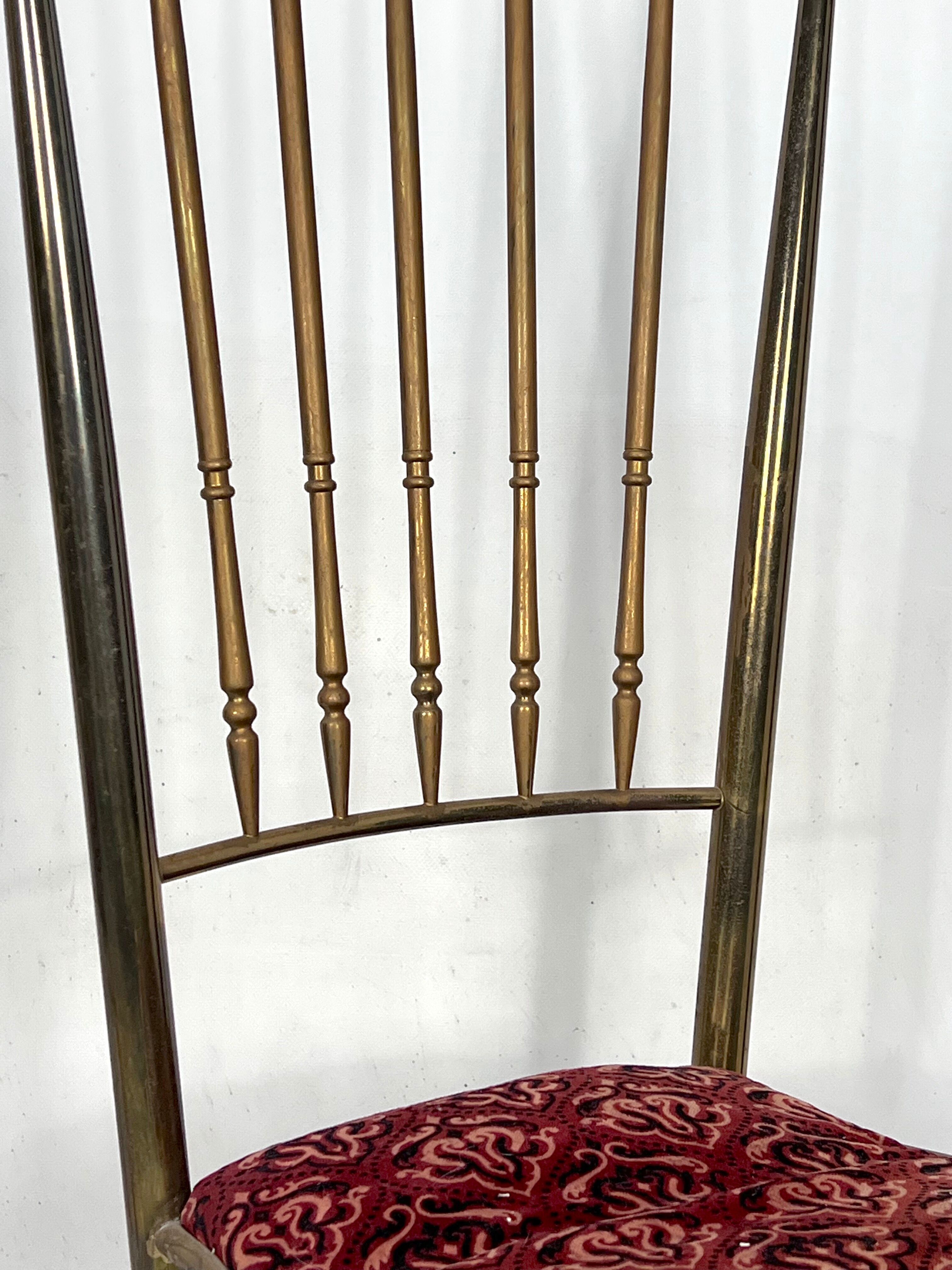 Vintage pair of Brass Tall Chairs from Chiavari, Italy 1950s