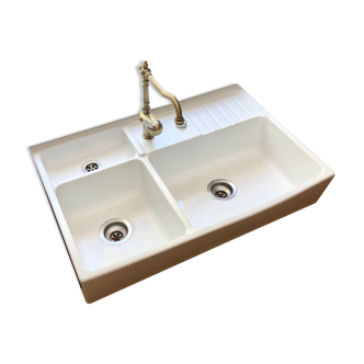 Sink hoof / stamp 3 trays white ceramic 90cm