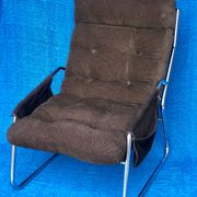 VELVET BROWN CHROME ARMCHAIR 1970 IKEA VINTAGE
