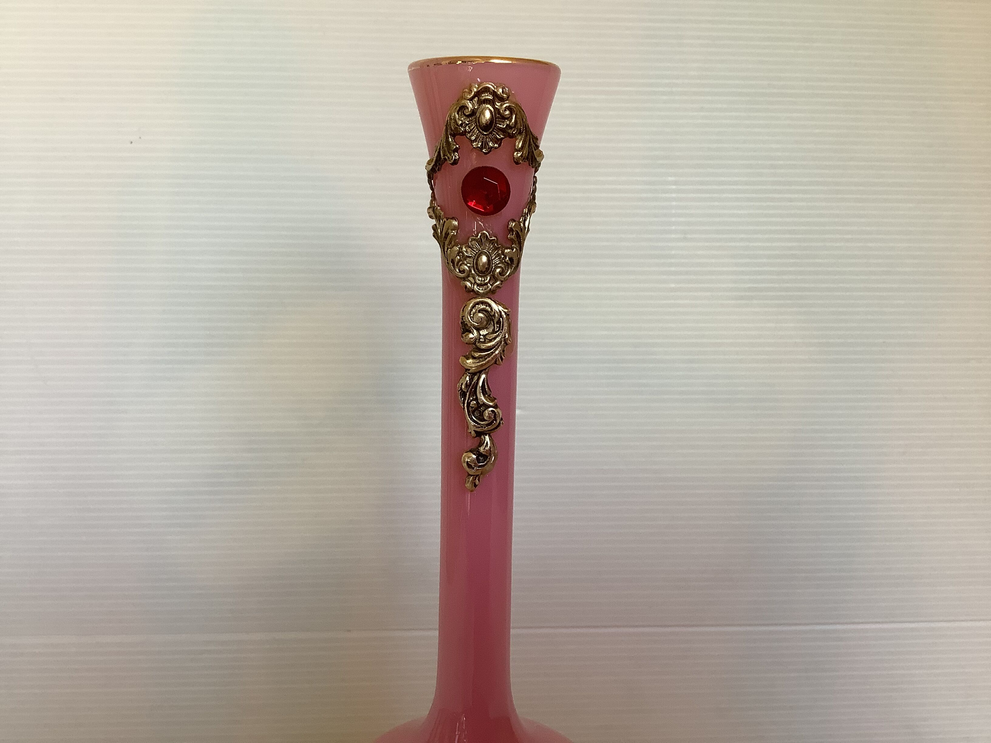 Pink opaline jewelry vase