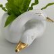 Cache pot two swans in vintage white and gold porcelain