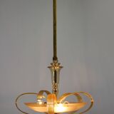 Tall art deco curved glass ceiling light from esc zukov, 1940s