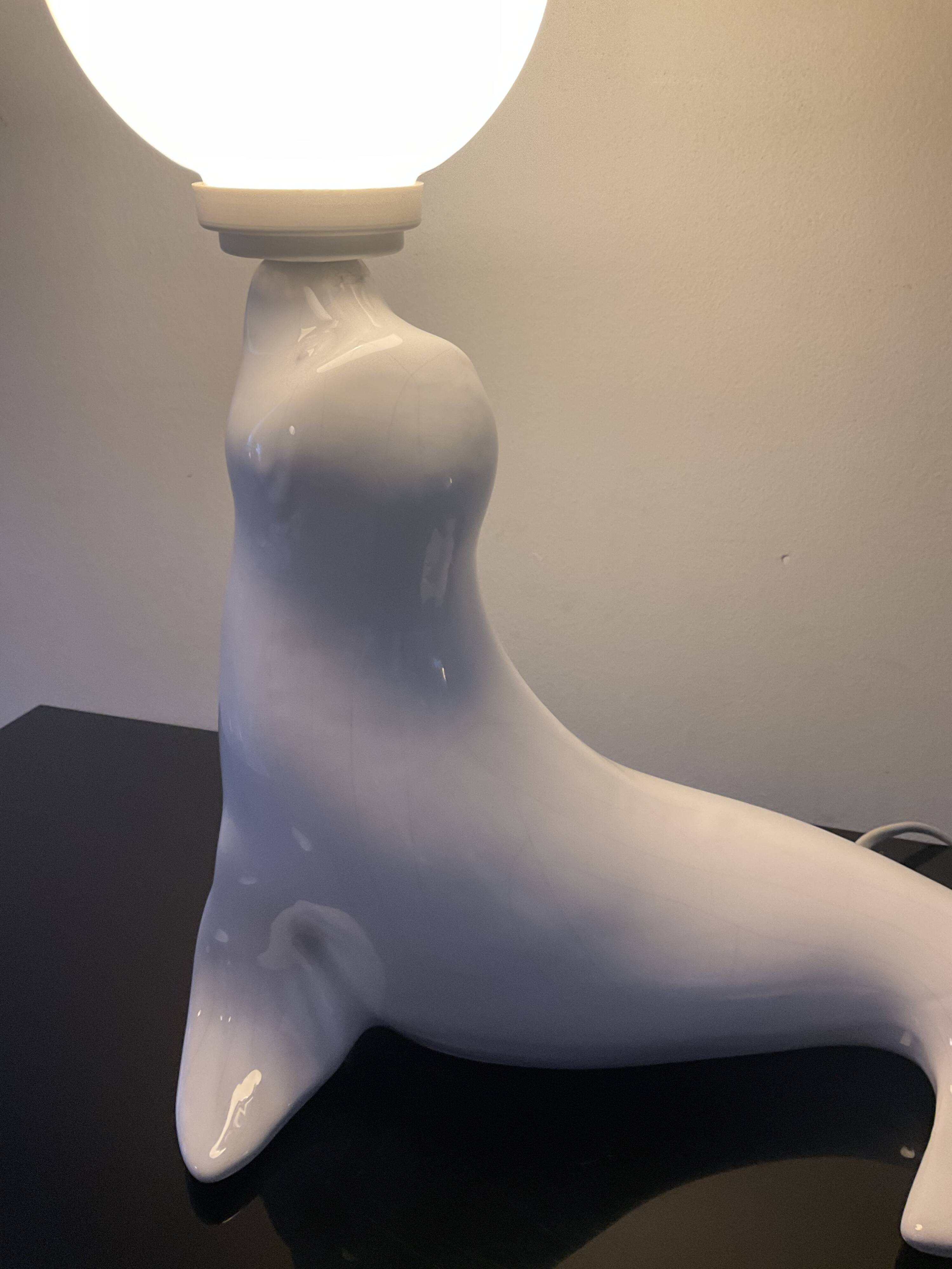 Lampe Otarie vintage en céramique de Delfts années 60