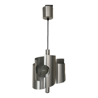 Space age brushed metal 3-light pendant lamp