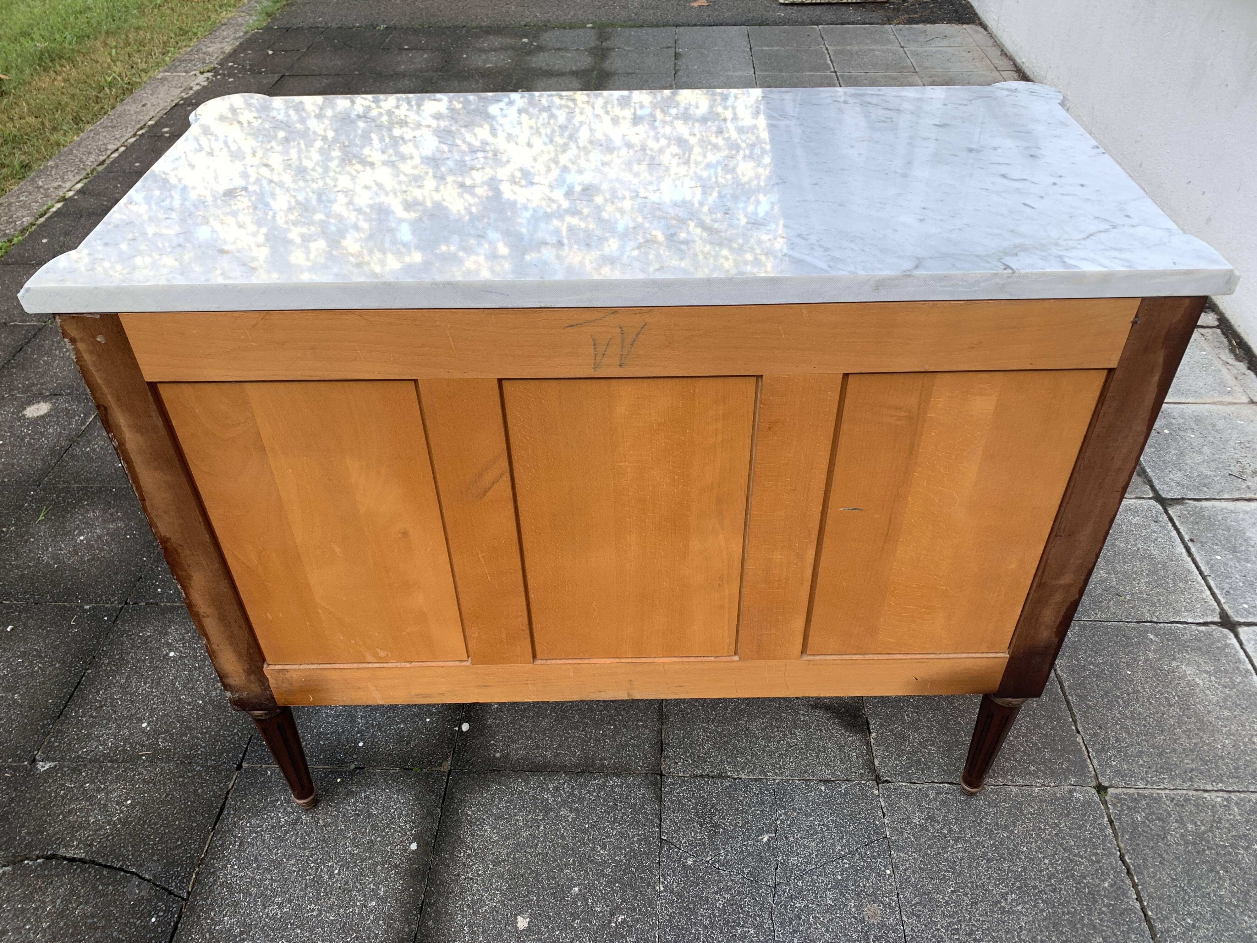 Louis XVI style solid wood chest of drawers, 3 drawers, second half of the twentieth century