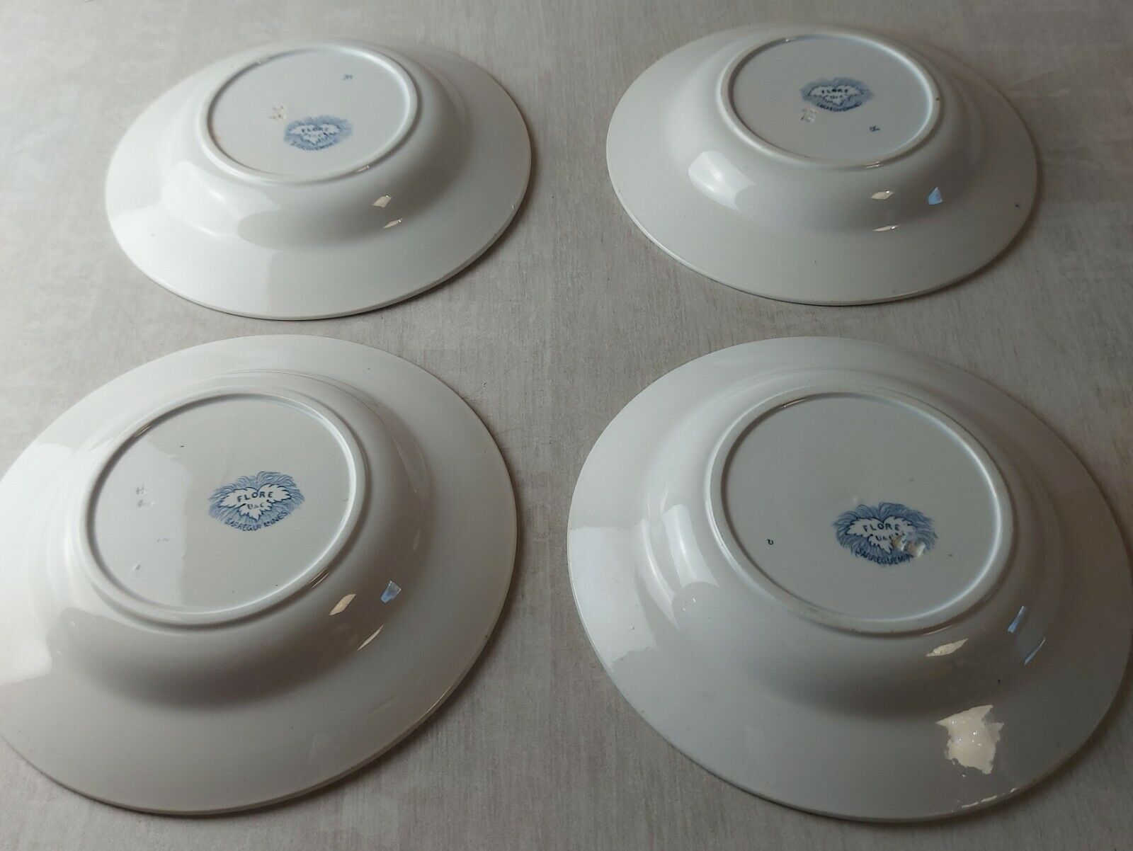 Set of 4 hollow plates, Flore decoration, in Sarreguemines ceramics