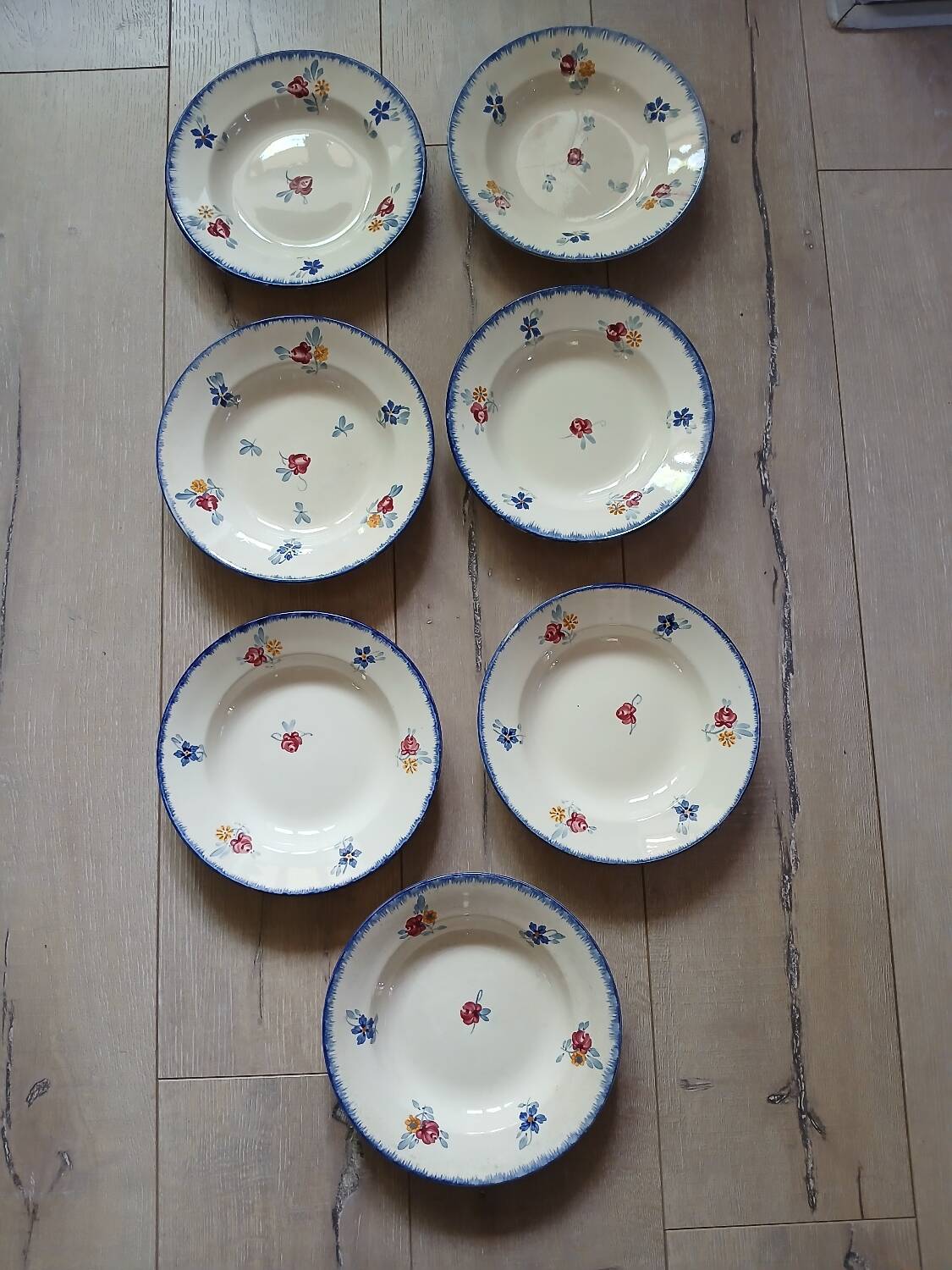 7 Digoin and Sarreguemines soup plates