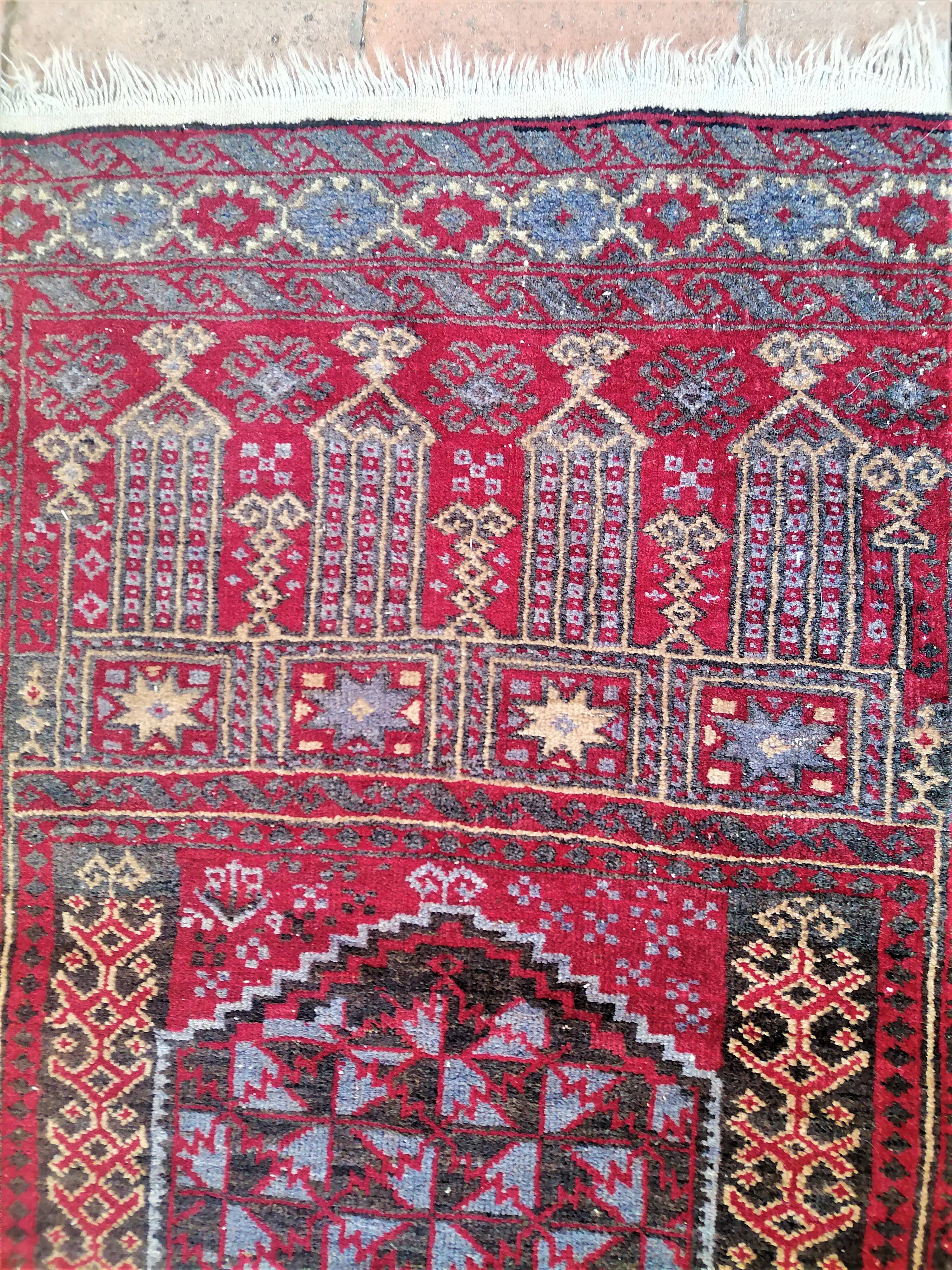 Ancient oriental prayer mat. ( 143 x 92 )