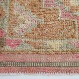 Turkish Pink & Brown Vintage Runner Rug, 78x371Cm