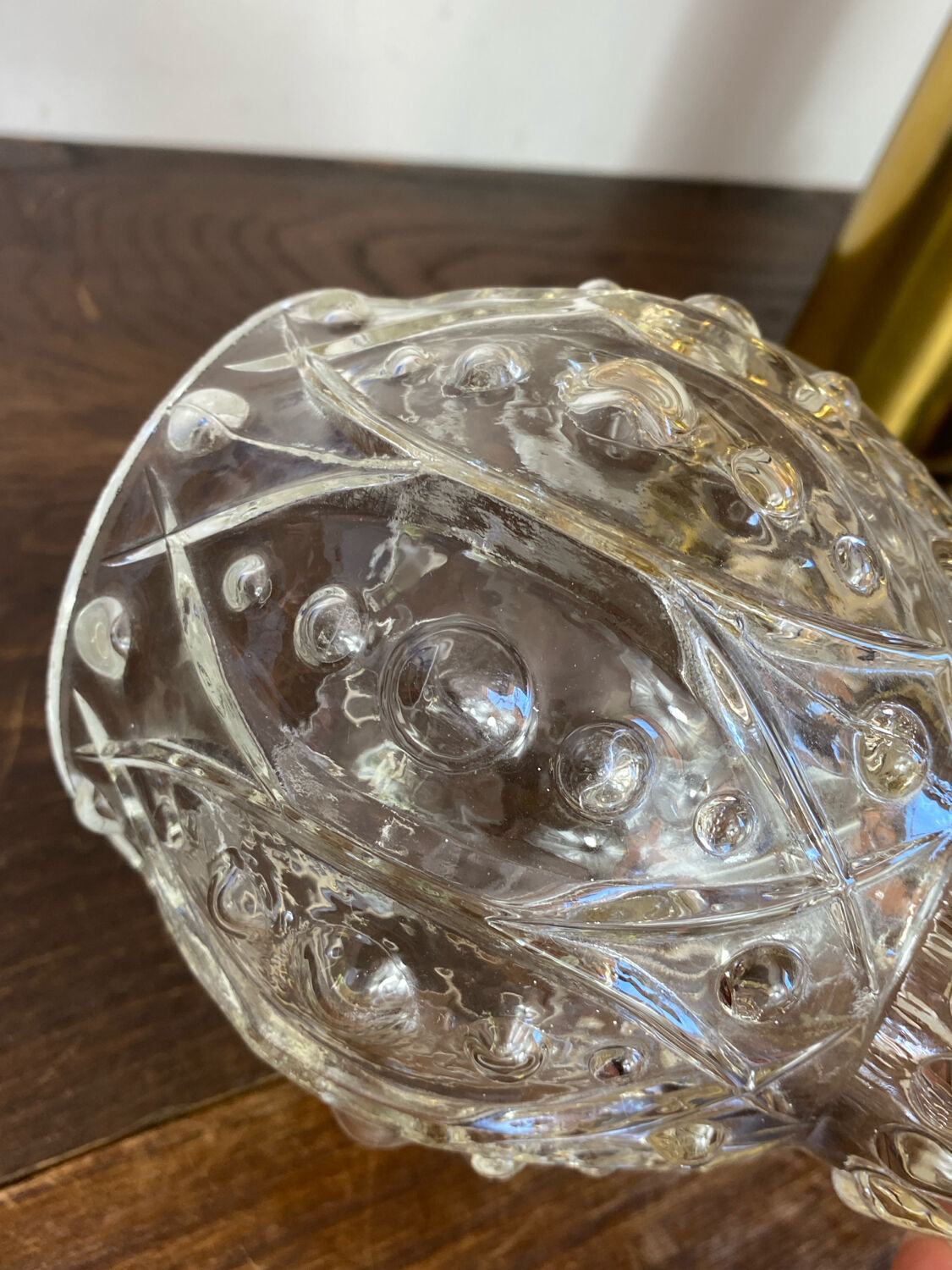 Retro pendant light, moulded glass suspension