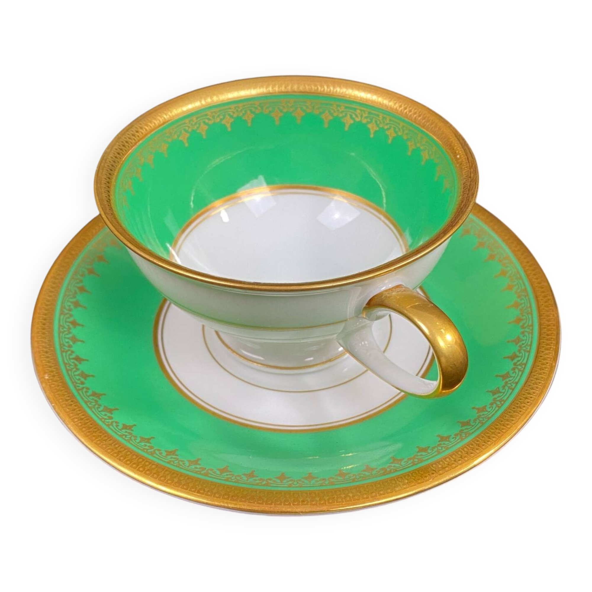 Complete set of 12 Art Deco fine porcelain cups and saucers Ros.