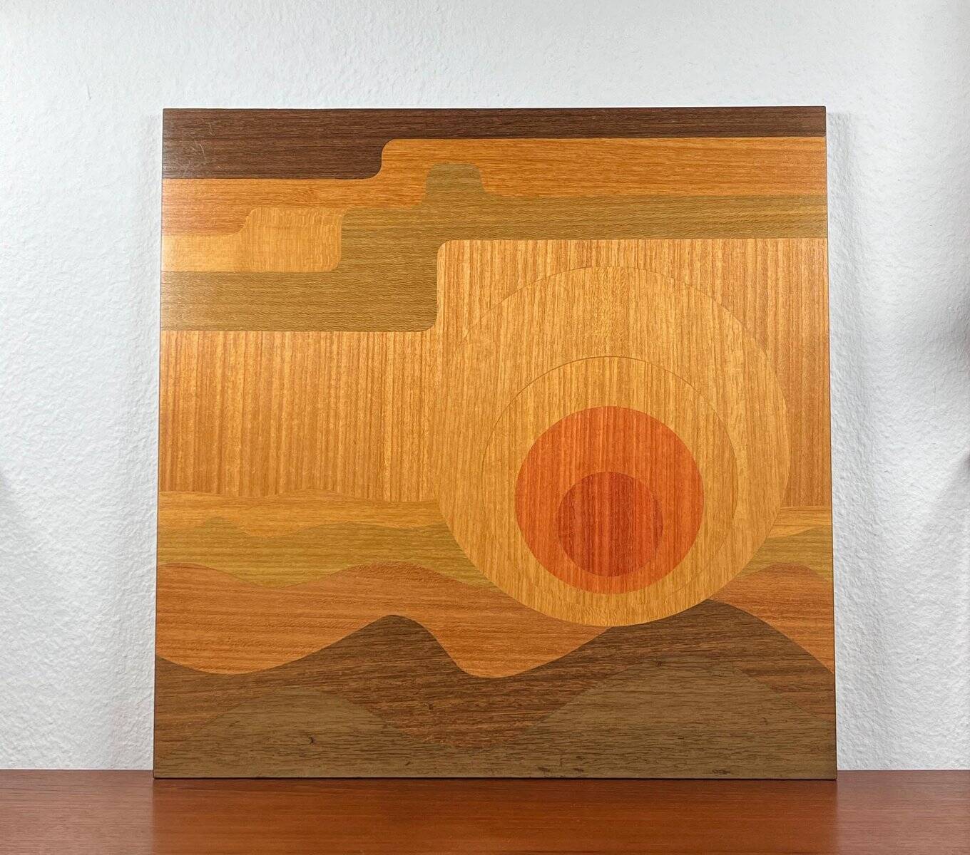 Mid-century wood veneer intarsia wall panel, 1960s