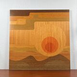 Mid-century wood veneer intarsia wall panel, 1960s