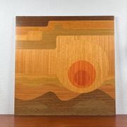 Mid-century wood veneer intarsia wall panel, 1960s