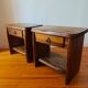 Pair of solid elm bedside tables, France 1970.