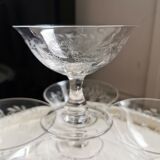 5 vintage hand-engraved champagne bowls