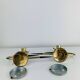Pair of 1950s wall lights in brass and opaline tulips, Lunel Arlus