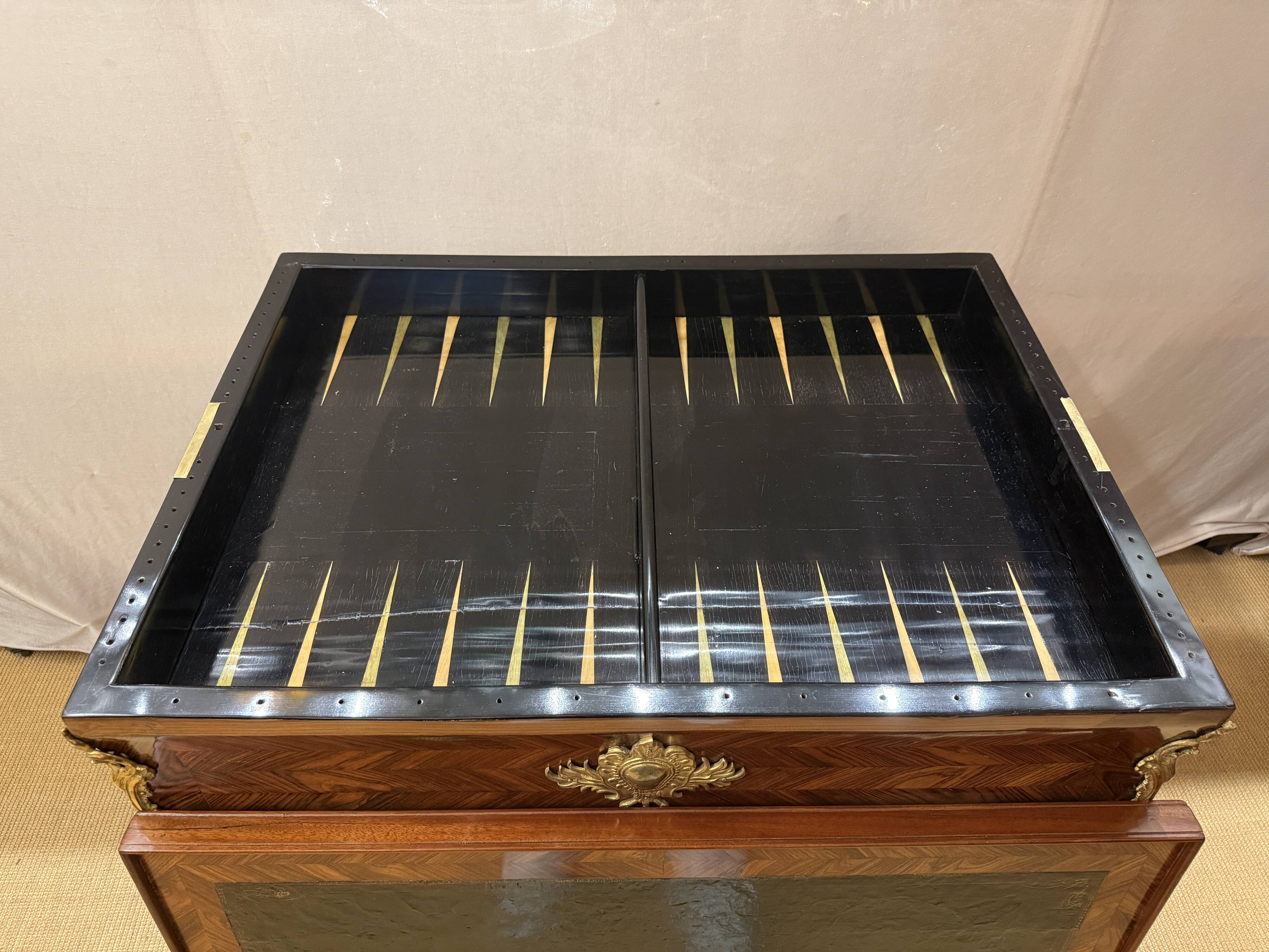 Rococo Games Table with Leather, Chess & Backgammon, 18th Century