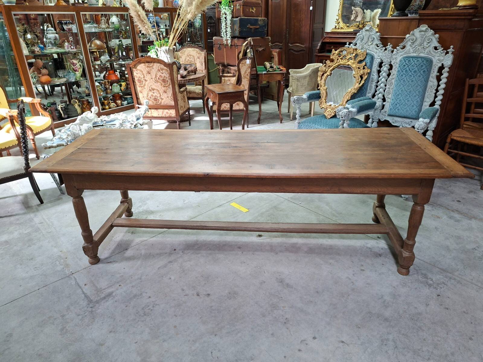 Grande table de ferme en chêne – XIXe siècle – 235 cm