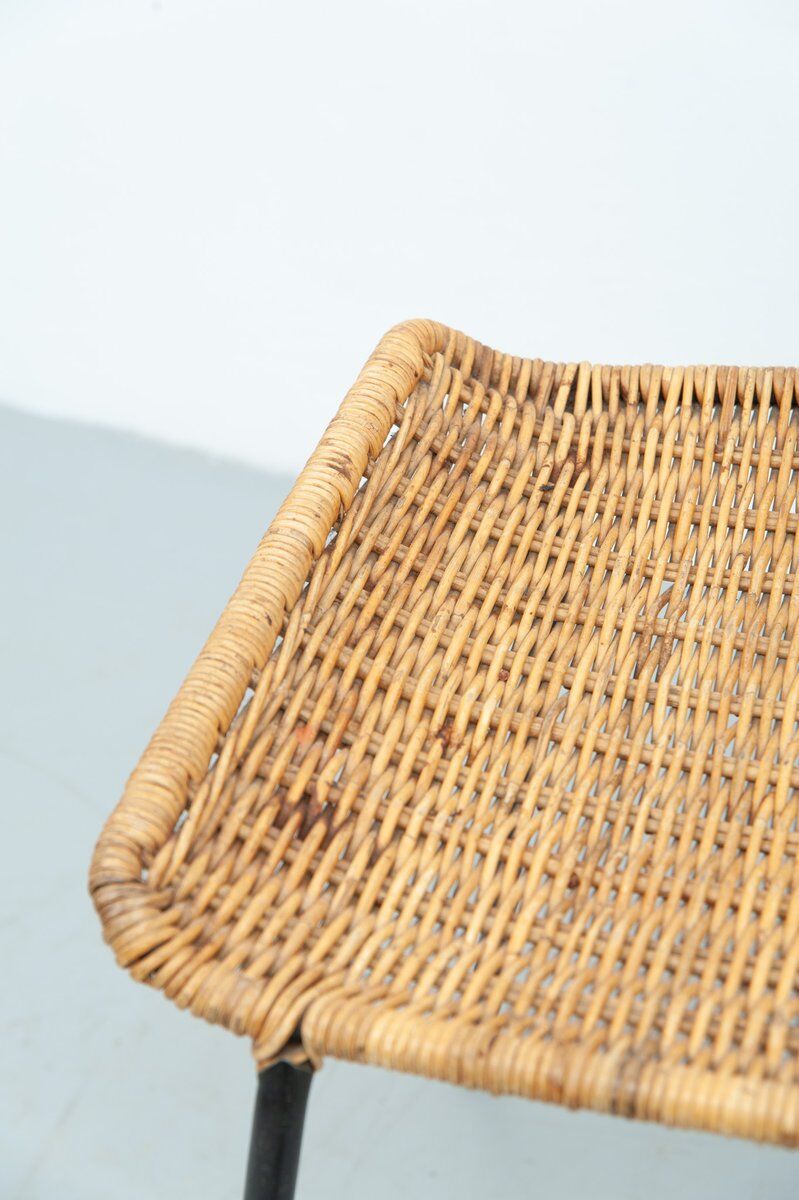 Gian Franco Legler attributed rattan stool, 1950s