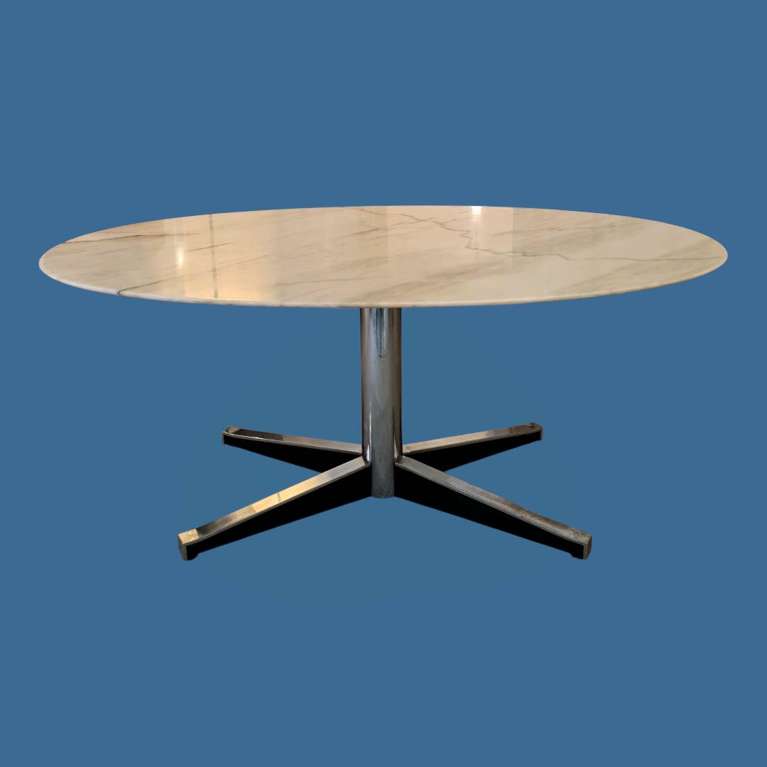 Oval marble dining table from the 1970s.