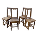 Set of 4 19th century Lorraine chairs in rustic wood