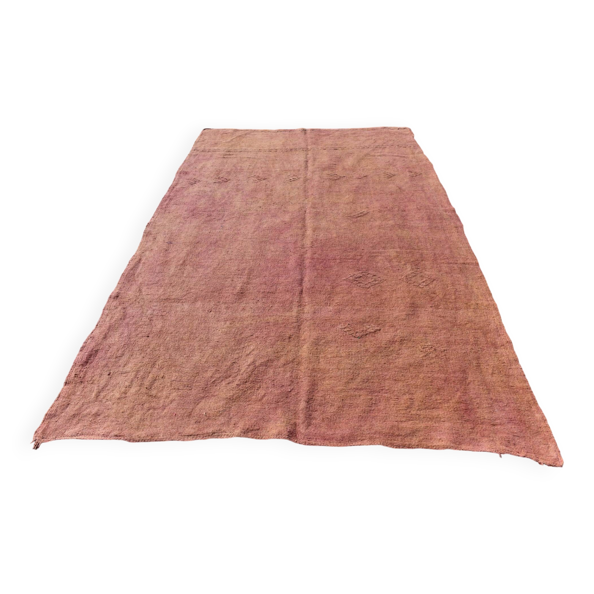 6x9 Turkish Vintage Kilim Rug, Terracotta Hand-Woven Minimalist Carpet