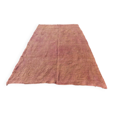 6x9 Turkish Vintage Kilim Rug, Terracotta Hand-Woven Minimalist Carpet