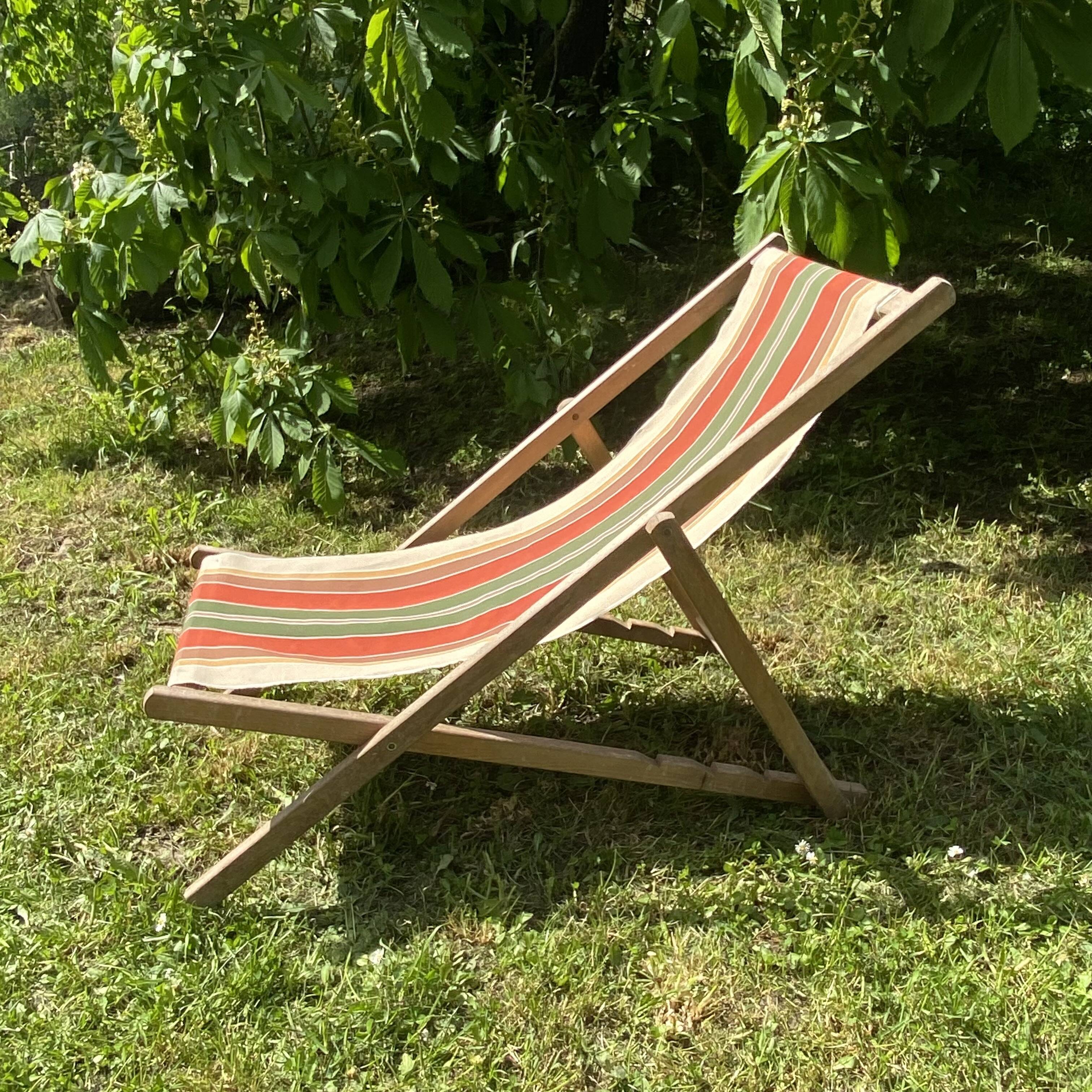 Chilean deckchair vintage striped canvas