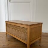 Banc coffre en rotin années 1960