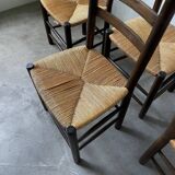 Set of 4 straw chairs from the 50s Dudouyt