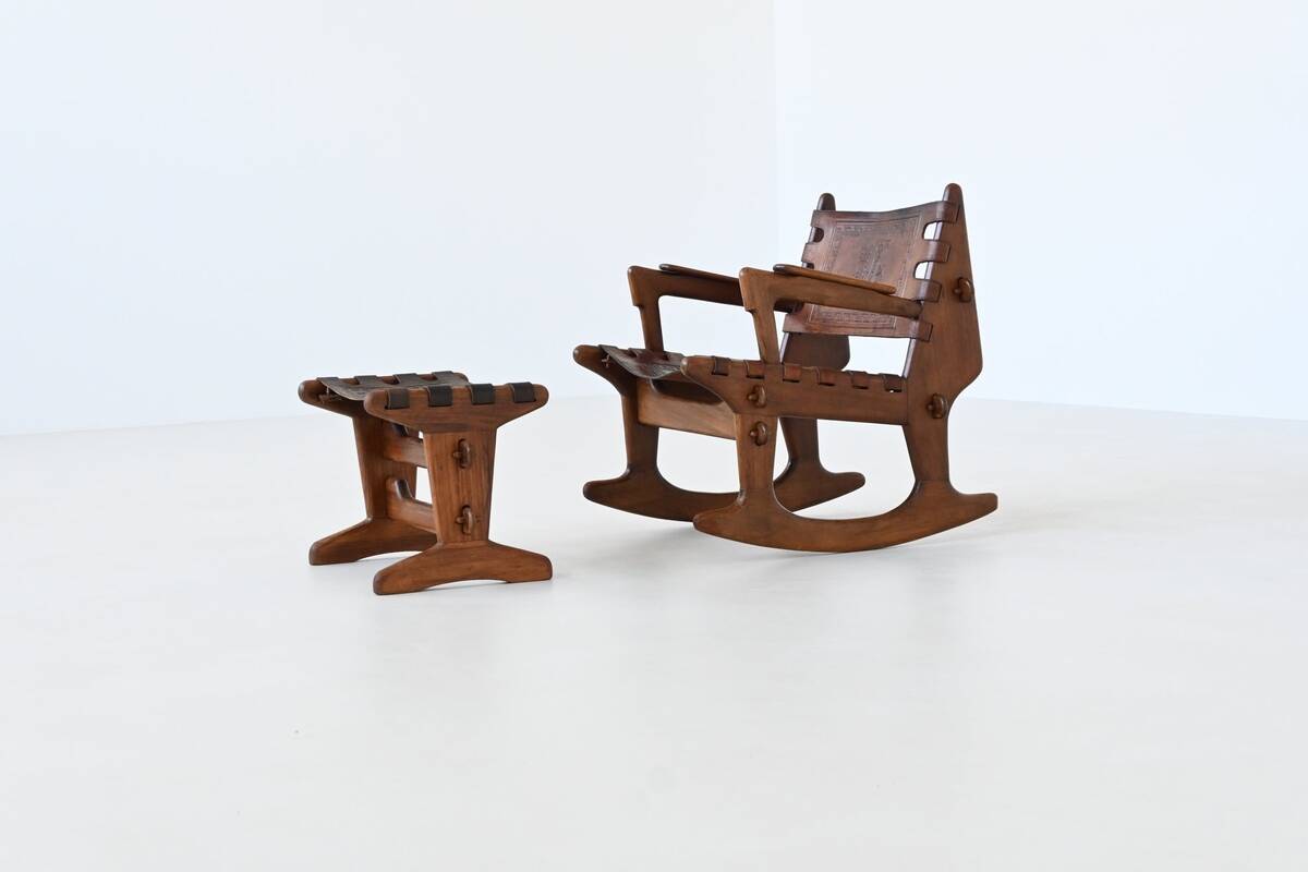 Angel Pazmino rocking chair and hocker Muebles de Estilo Ecuador 1960