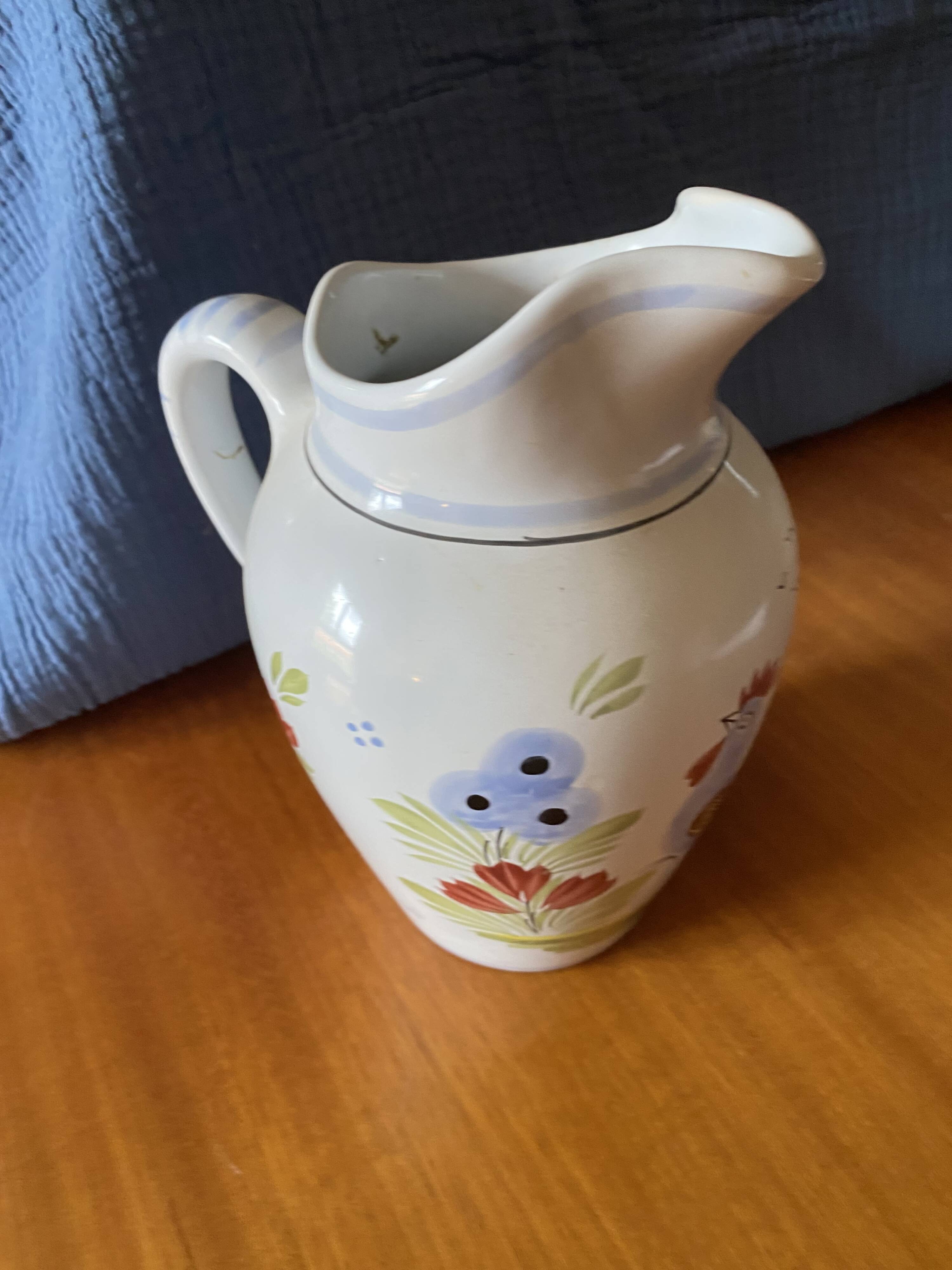 Authentic Quimper Earthenware Jug - HB-Henriot - Hand-painted