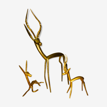Set of 3 brass gazelles
