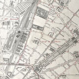 Old cardboard map of Paris - 19th Arrondissement