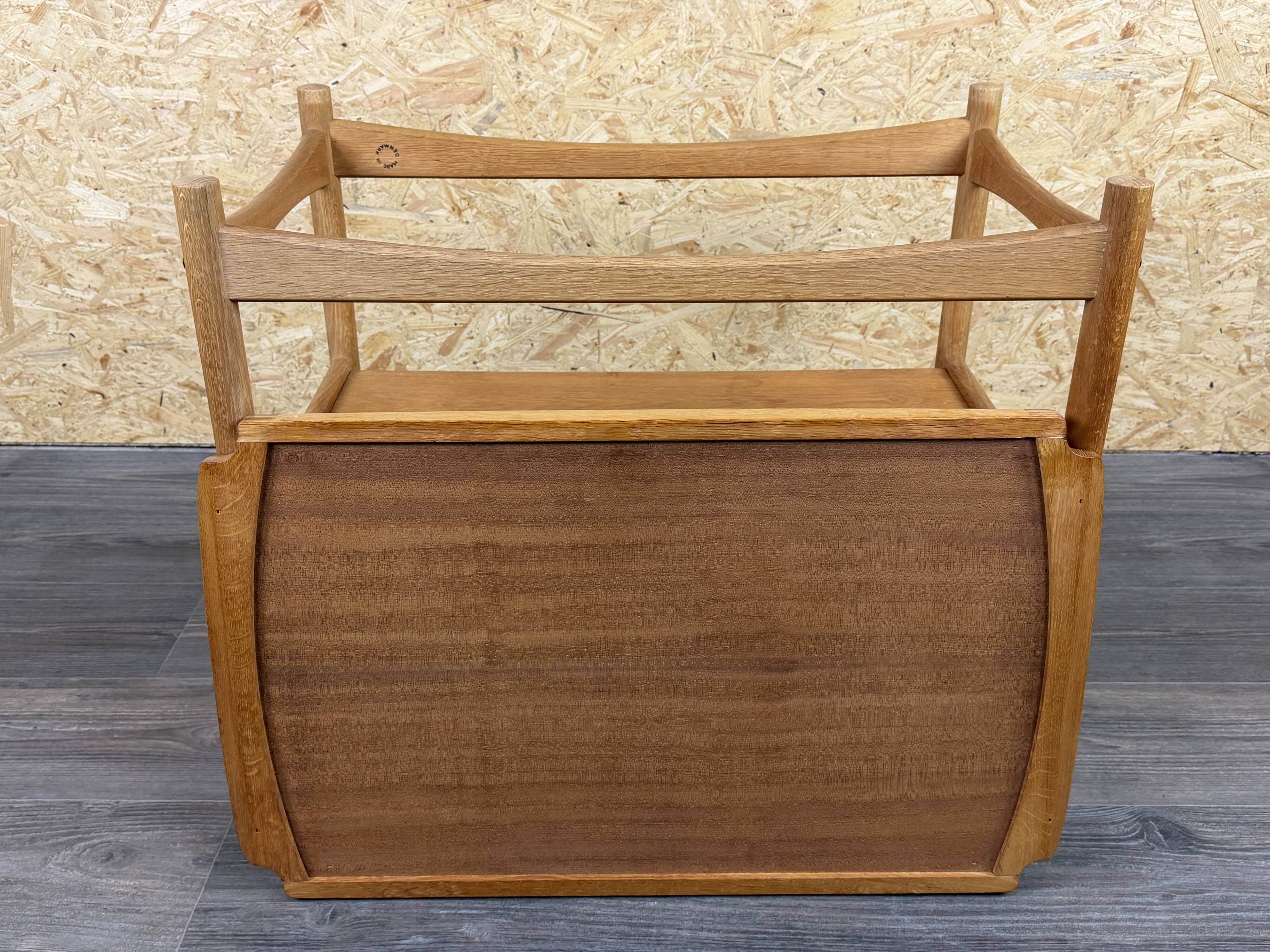 Chariot de service en chêne des années 1960-1970 avec plateau par Poul Hundevad, Danemark