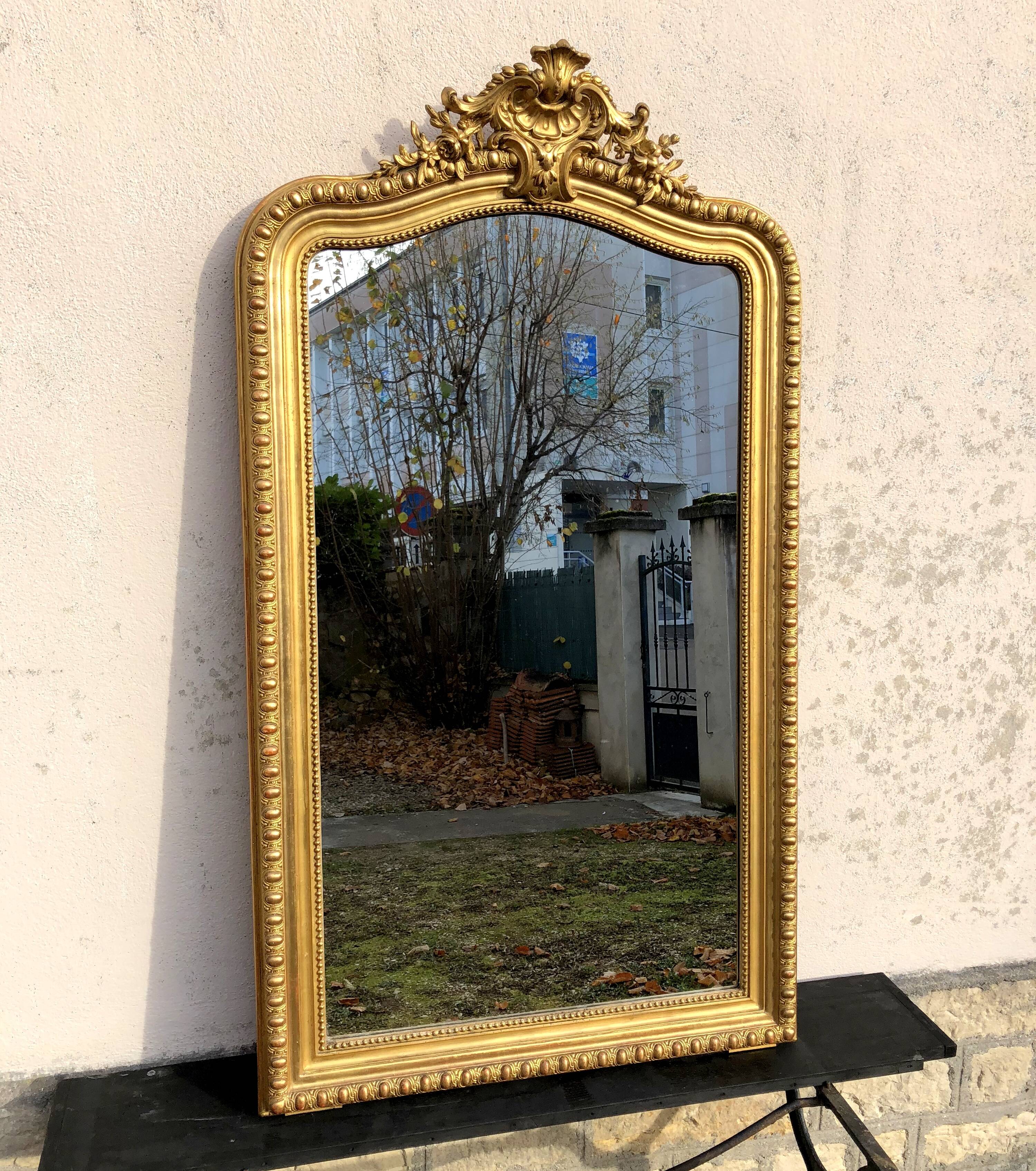 Large mirror 150 x 85 CM former gilding sheet d gold napoleon III