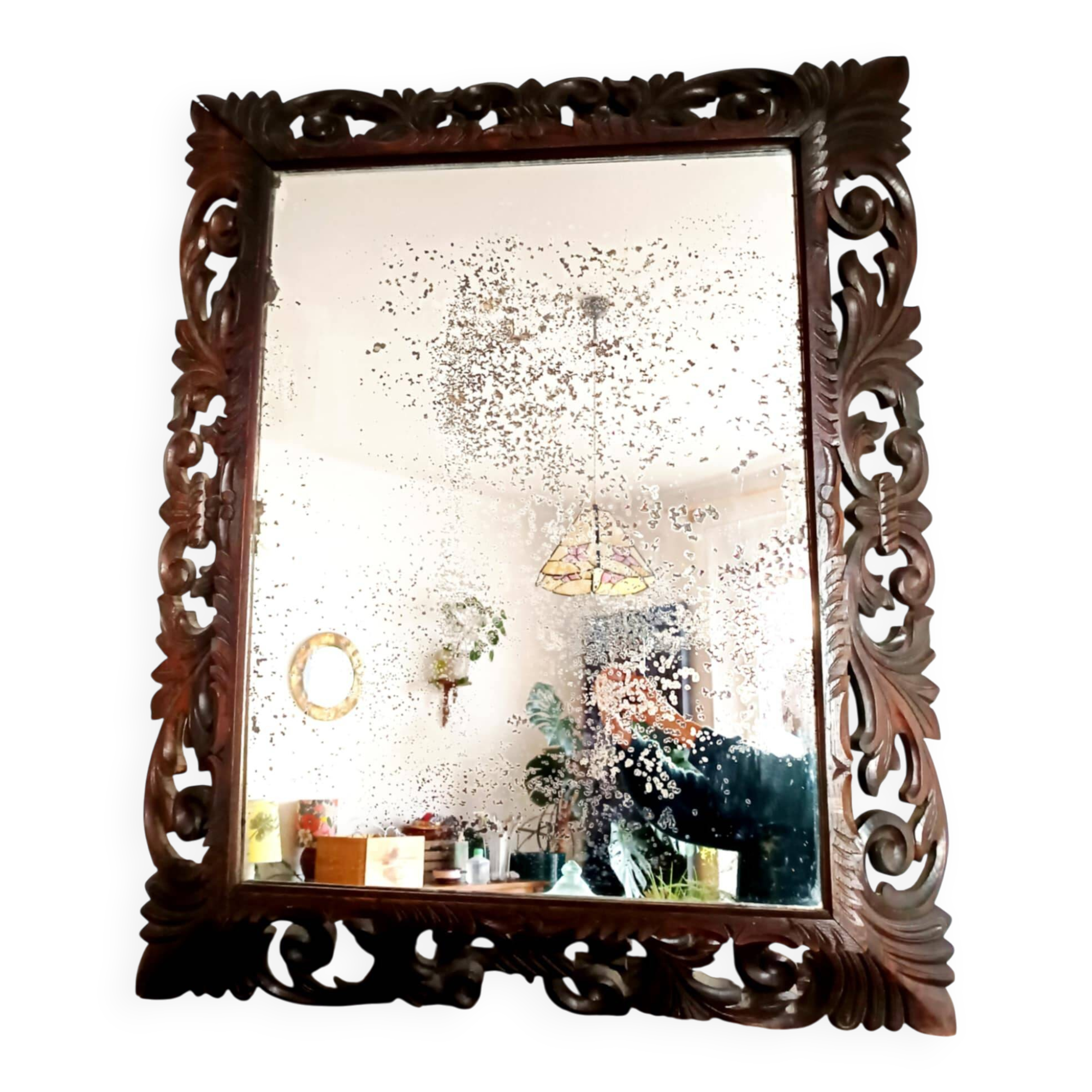 Neo-Gothic mirror in carved oak circa 1940